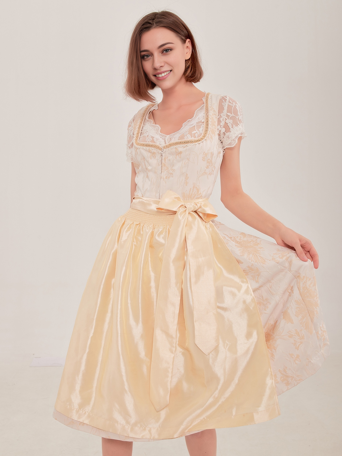 Stylisches Midi Dirndl in Gelb
