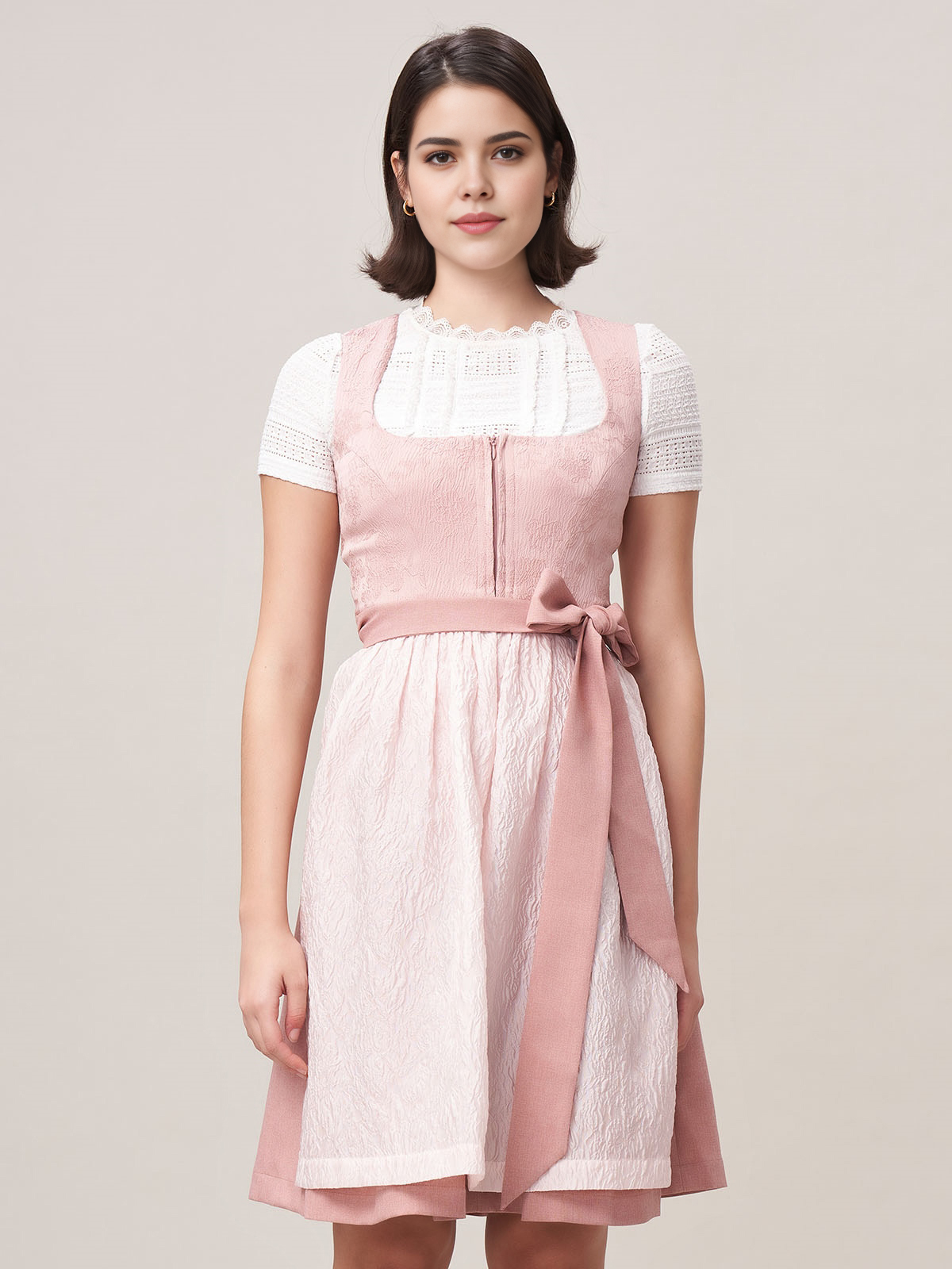 Modernes Dirndl in Grün-Beige